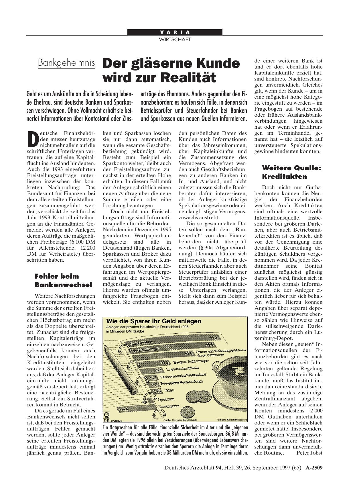 Vorschauseite 1: Bankgeheimnis: Der gläserne Kunde wird zur Realität