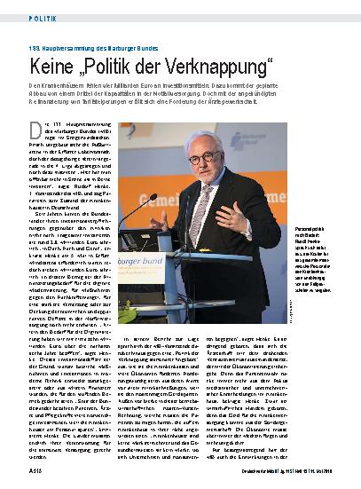 Vorschauseite 1: 133. Hauptversammlung des Marburger Bundes: Keine „Politik der Verknappung“