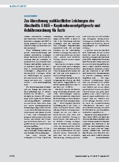 Vorschauseite 1: GOÄ-Ratgeber: Zur Abrechnung wahlärztlicher Leistungen des Abschnitts E GOÄ – Krankenhausentgeltgesetz und Gebührenordnung für Ärzte