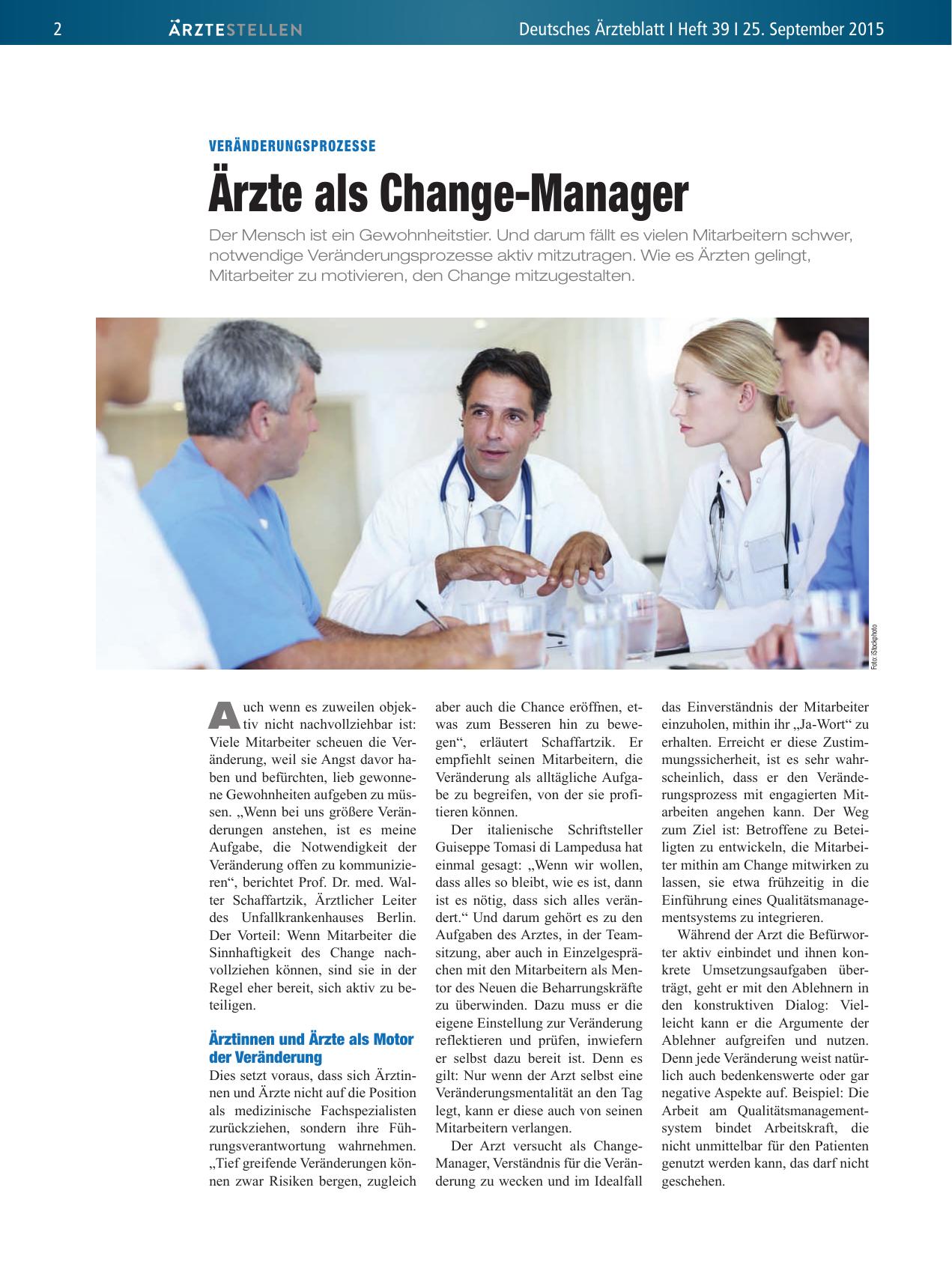 Vorschauseite 1: Veränderungsprozesse: Ärzte als Change-Manager