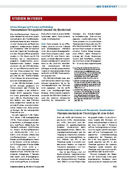 Vorschauseite 1: Postthrombotisches Syndrom nach Therapie tiefer Venenthrombosen: Pharmakomechanische Thrombolyse ist ohne Vorteil