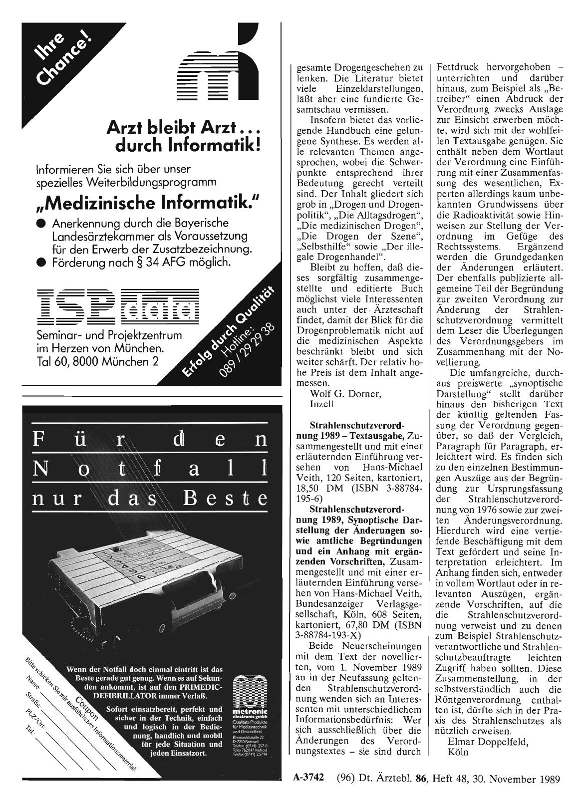 Vorschauseite 1: Strahlenschutzverordnung 1989 — Textausgabe / Strahlenschutzverordnung 1989, Synoptische Darstellung der Änderungen sowie amtliche Begründungen und ein Anhang mit ergänzenden Vors…