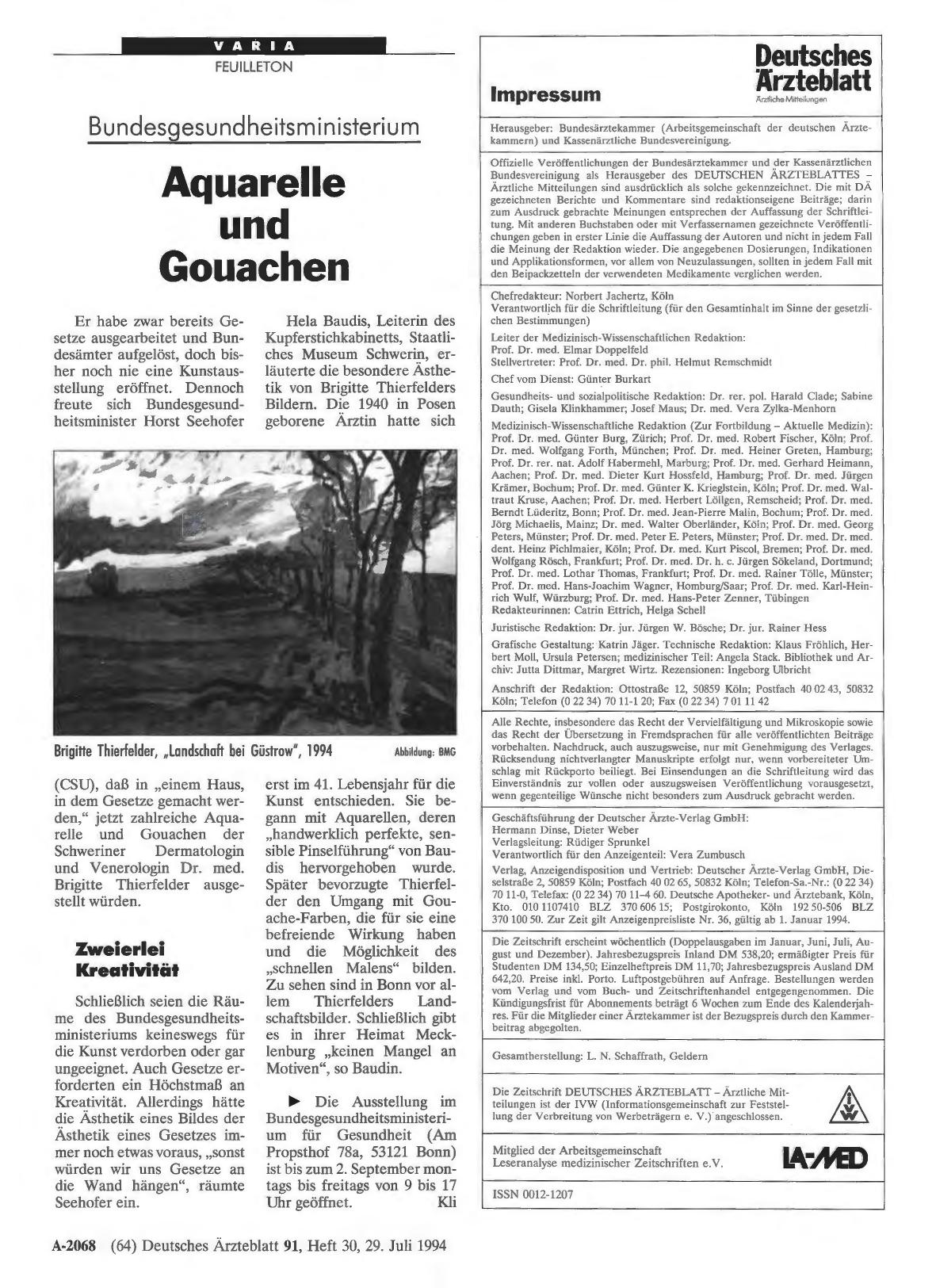 Vorschauseite 1: Bundesgesundheitsministerium: Aquarelle und Gouachen