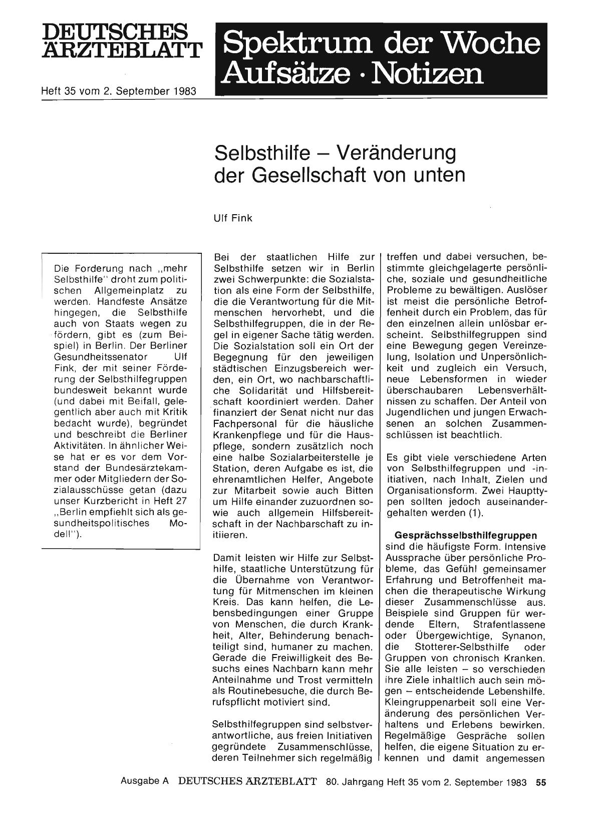 Vorschauseite 1: Selbsthilfe — Veränderung der Gesellschaft von unten