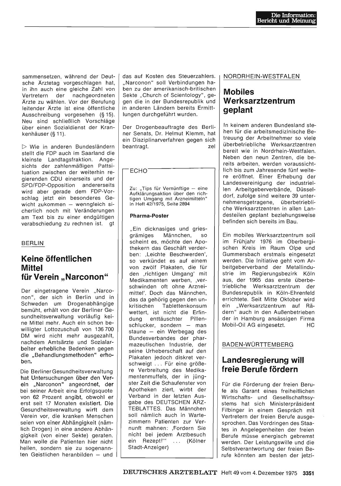 Vorschauseite 1: NORDRHEIN-WESTFALEN: Mobiles Werksarztzentrum geplant