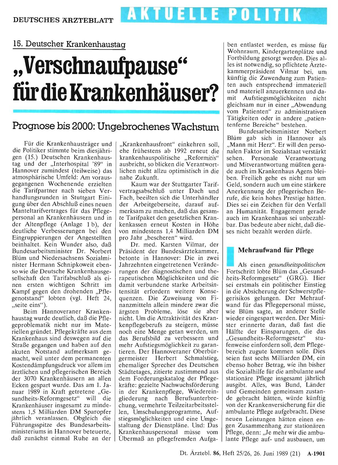 Vorschauseite 1: 15. Deutscher Krankenhaustag: „Verschnaufpause“ für die Krankenhäuser?