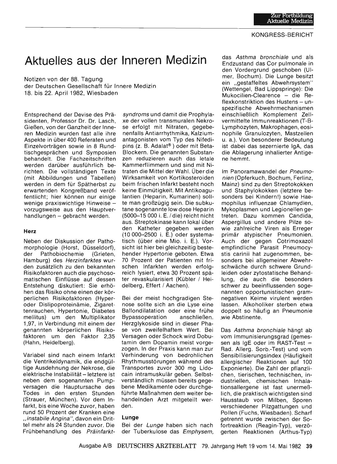Vorschauseite 1: Aktuelles aus der Inneren Medizin