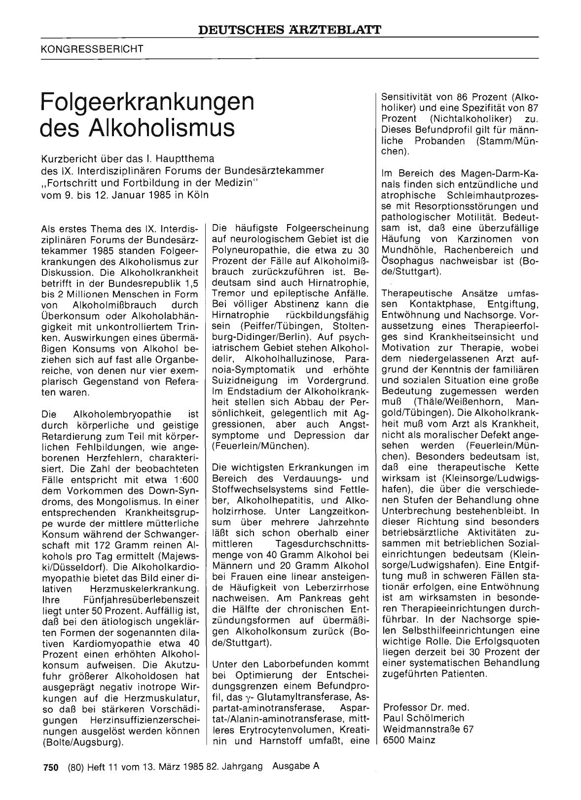 Vorschauseite 1: Folgeerkrankungen des Alkoholismus