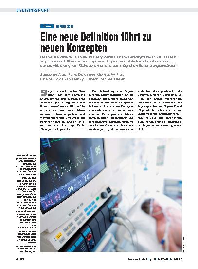 Vorschauseite 1: Sepsis 2017: Eine neue Definition führt zu neuen Konzepten