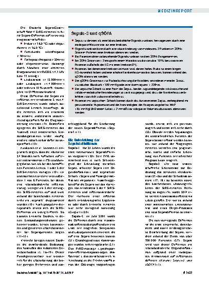 Vorschauseite 2: Sepsis 2017: Eine neue Definition führt zu neuen Konzepten