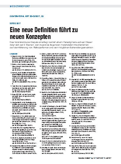 Vorschauseite 6: Sepsis 2017: Eine neue Definition führt zu neuen Konzepten