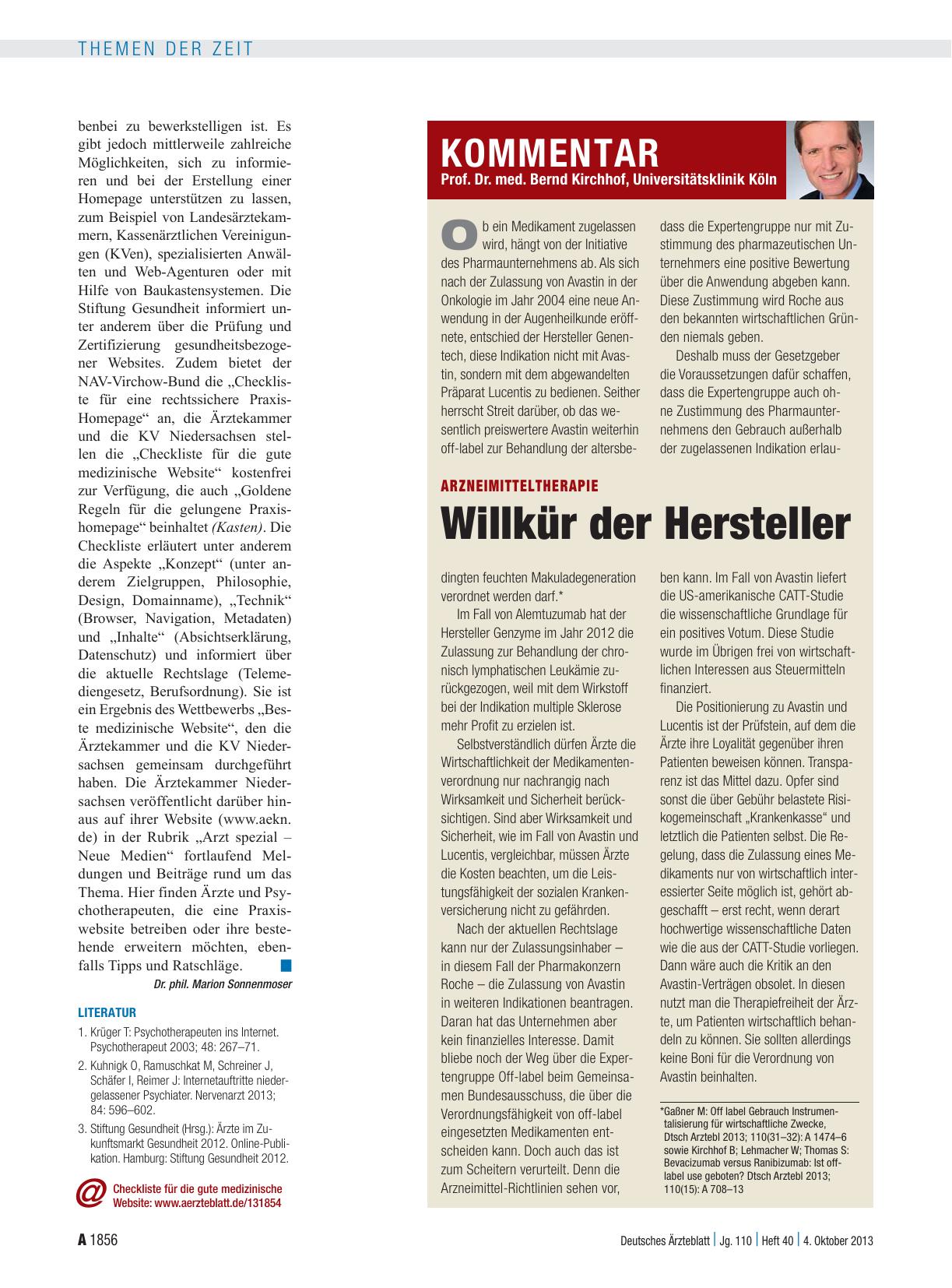 Vorschauseite 1: Arzneimitteltherapie: Willkür der Hersteller