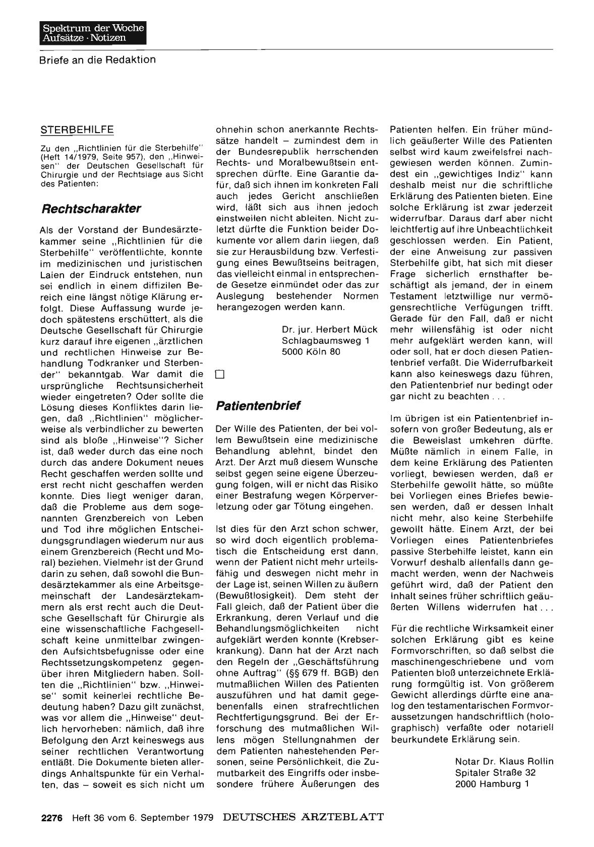 Vorschauseite 1: STERBEHILFE: Rechtscharakter