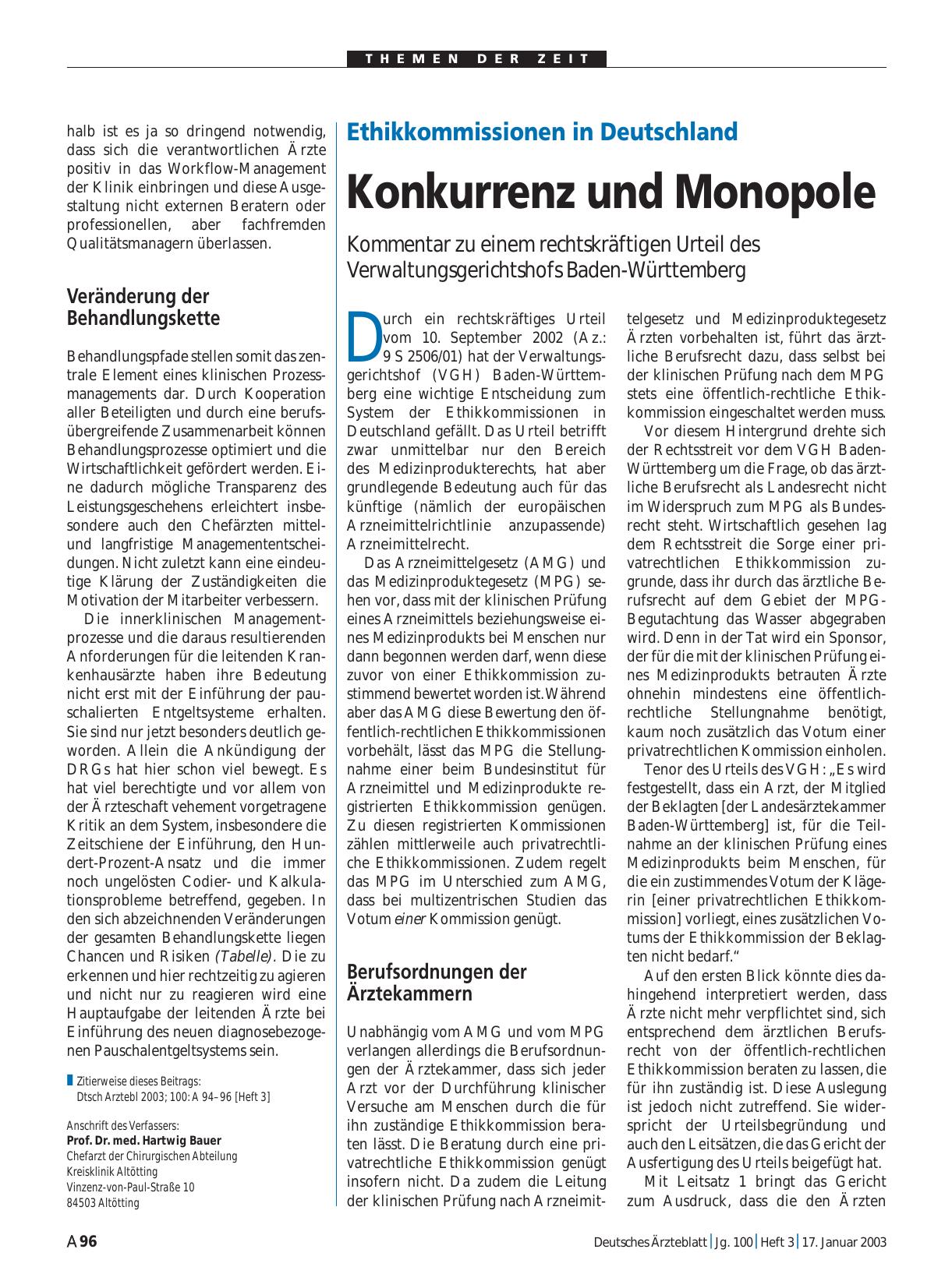 Vorschauseite 1: Ethikkommissionen in Deutschland: Konkurrenz und Monopole