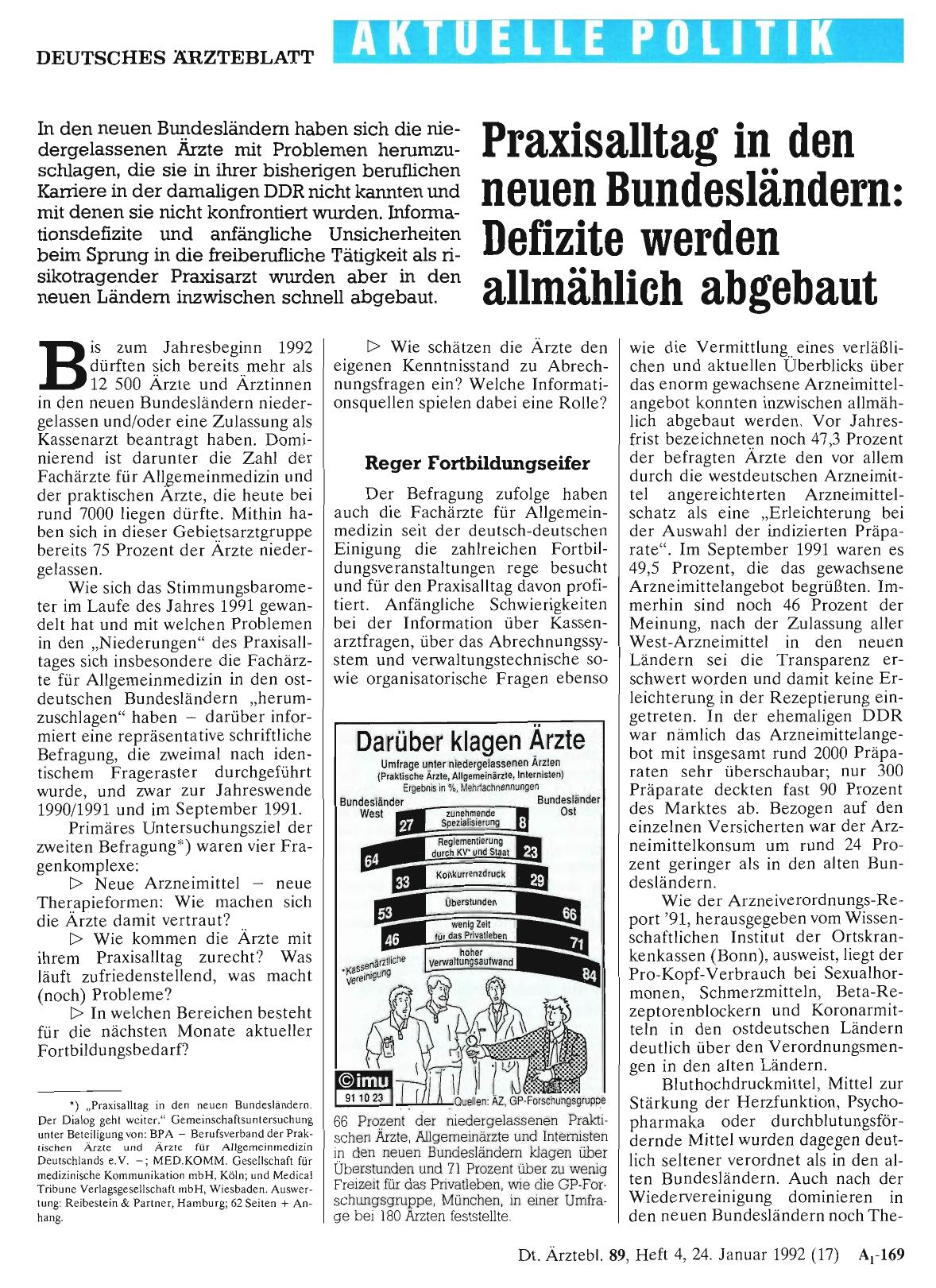 Vorschauseite 1: Praxisalltag in den neuen Bundesländern: Defizite werden allmählich abgebaut