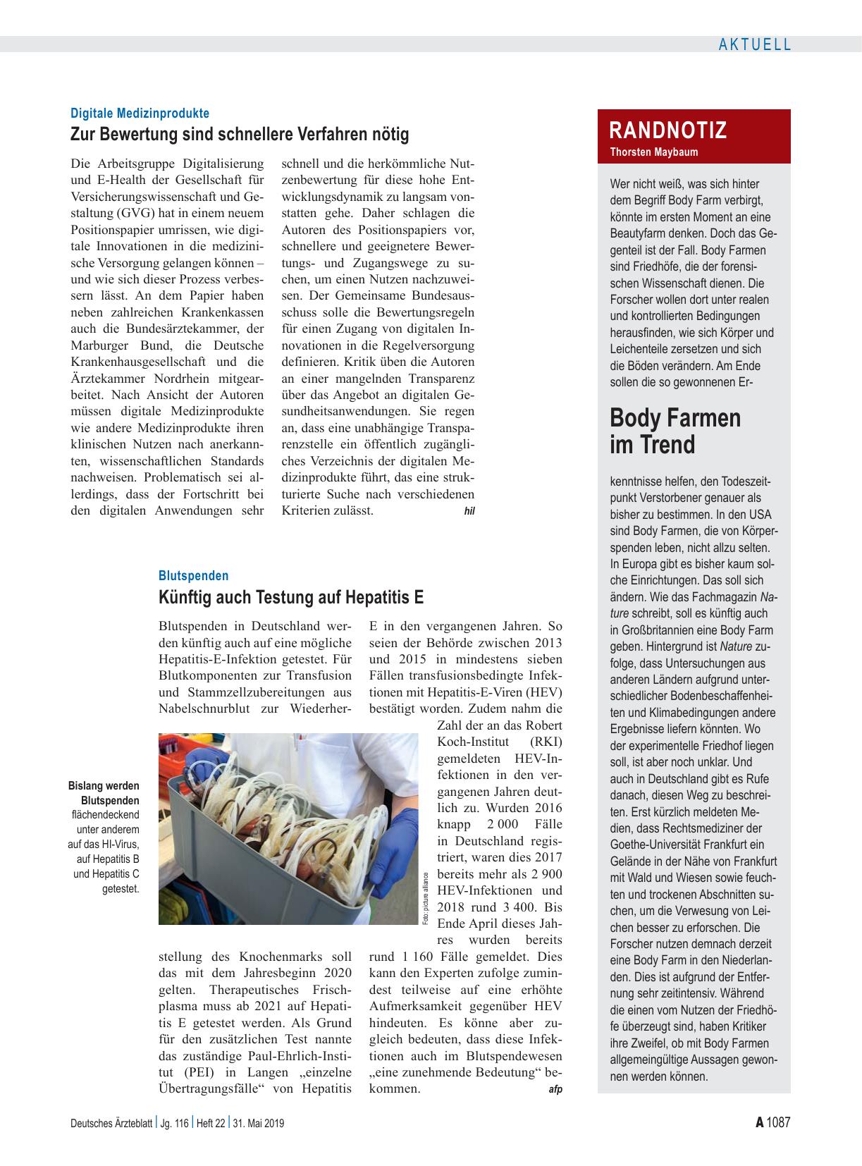 Vorschauseite 1: Randnotiz: Body Farmen im Trend