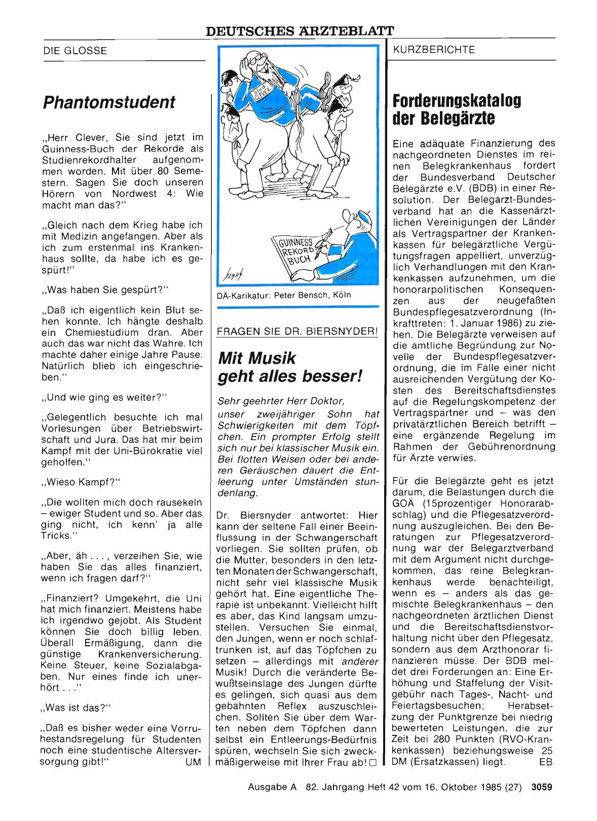 Vorschauseite 1: Forderungskatalog der Belegärzte