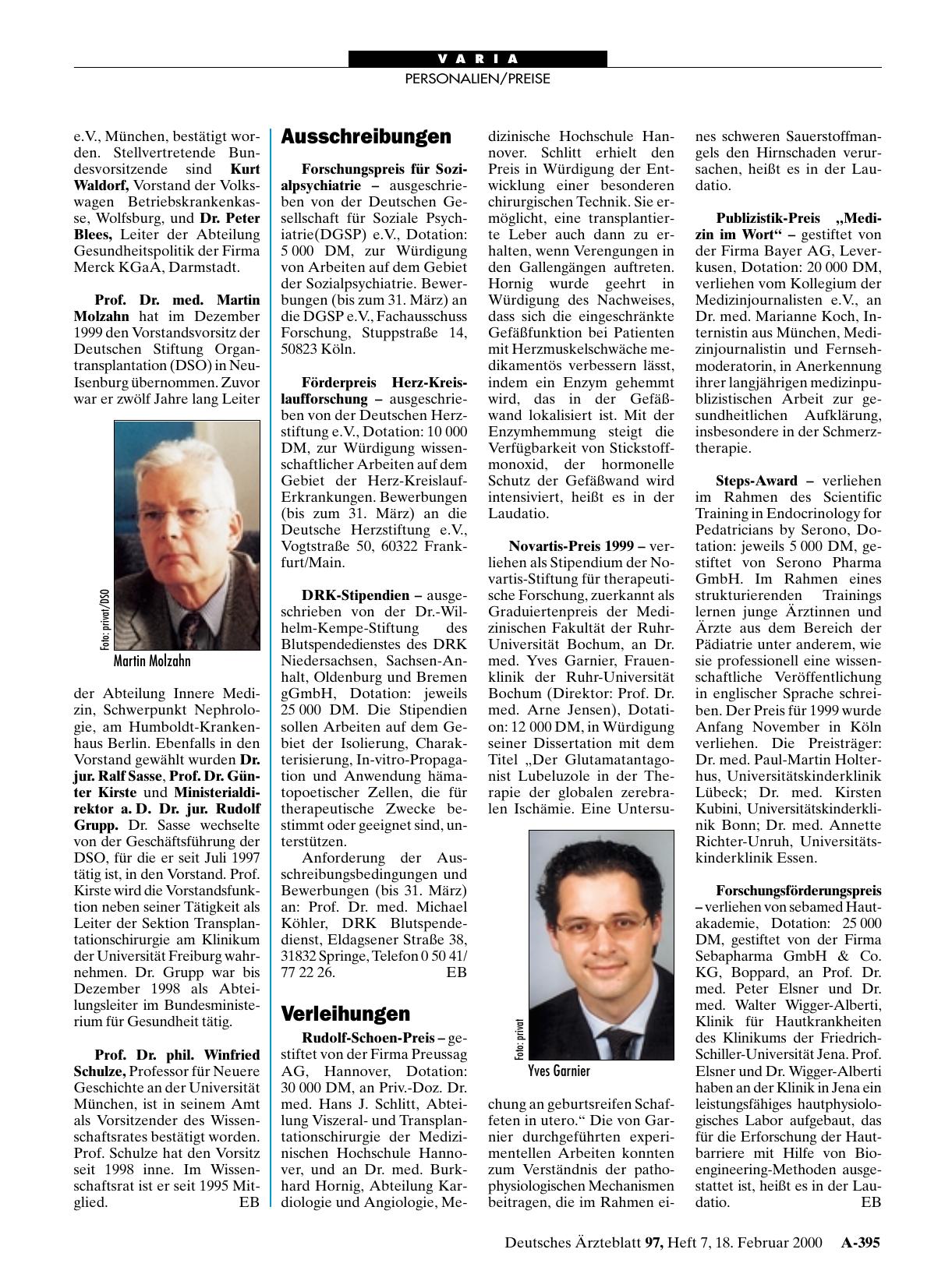 Vorschauseite 1: Verleihungen