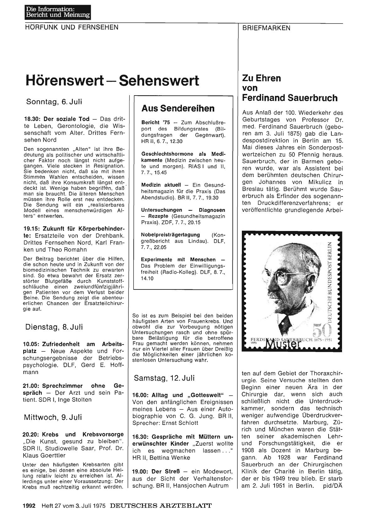 Vorschauseite 1: Zu Ehren von Ferdinand Sauerbruch