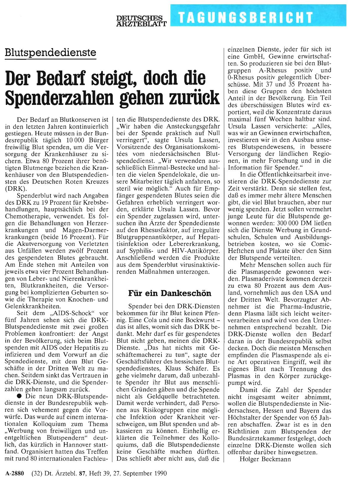 Vorschauseite 1: Blutspendedienste: Der Bedarf steigt, doch die Spenderzahlen gehen zurück