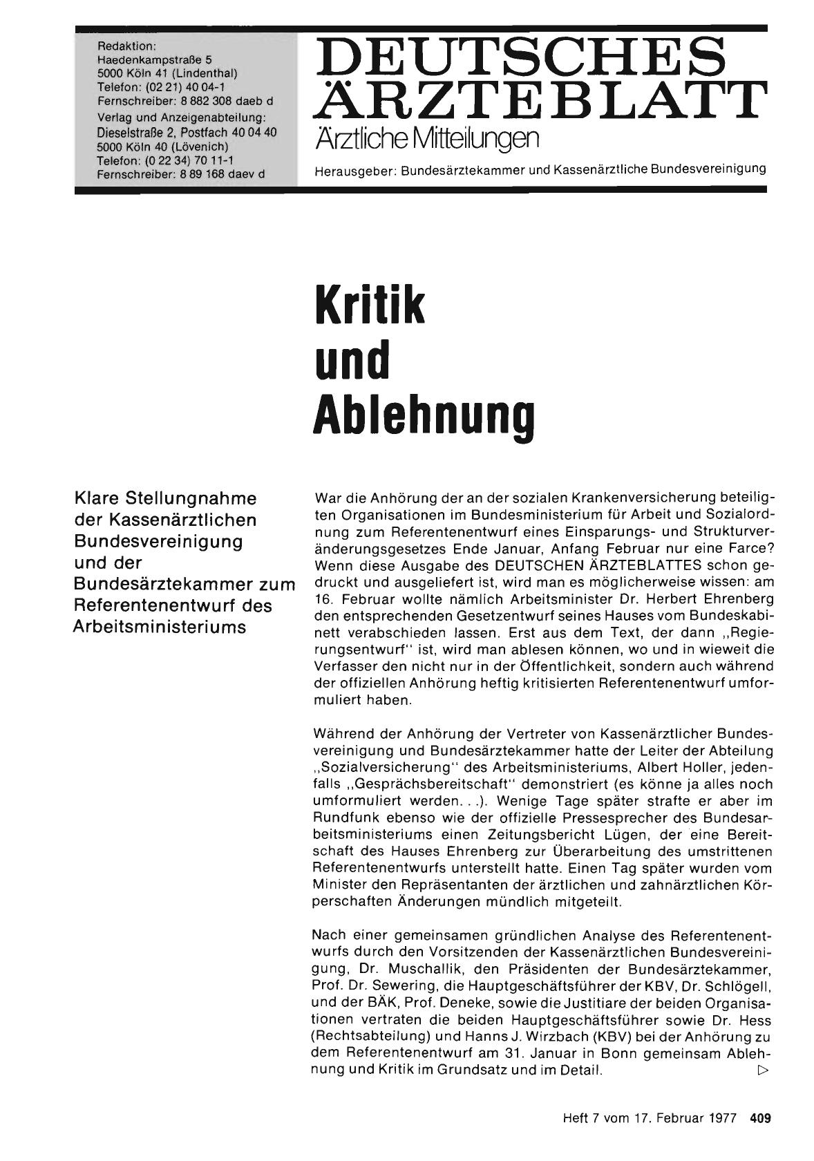 Vorschauseite 1: Kritik und Ablehnung