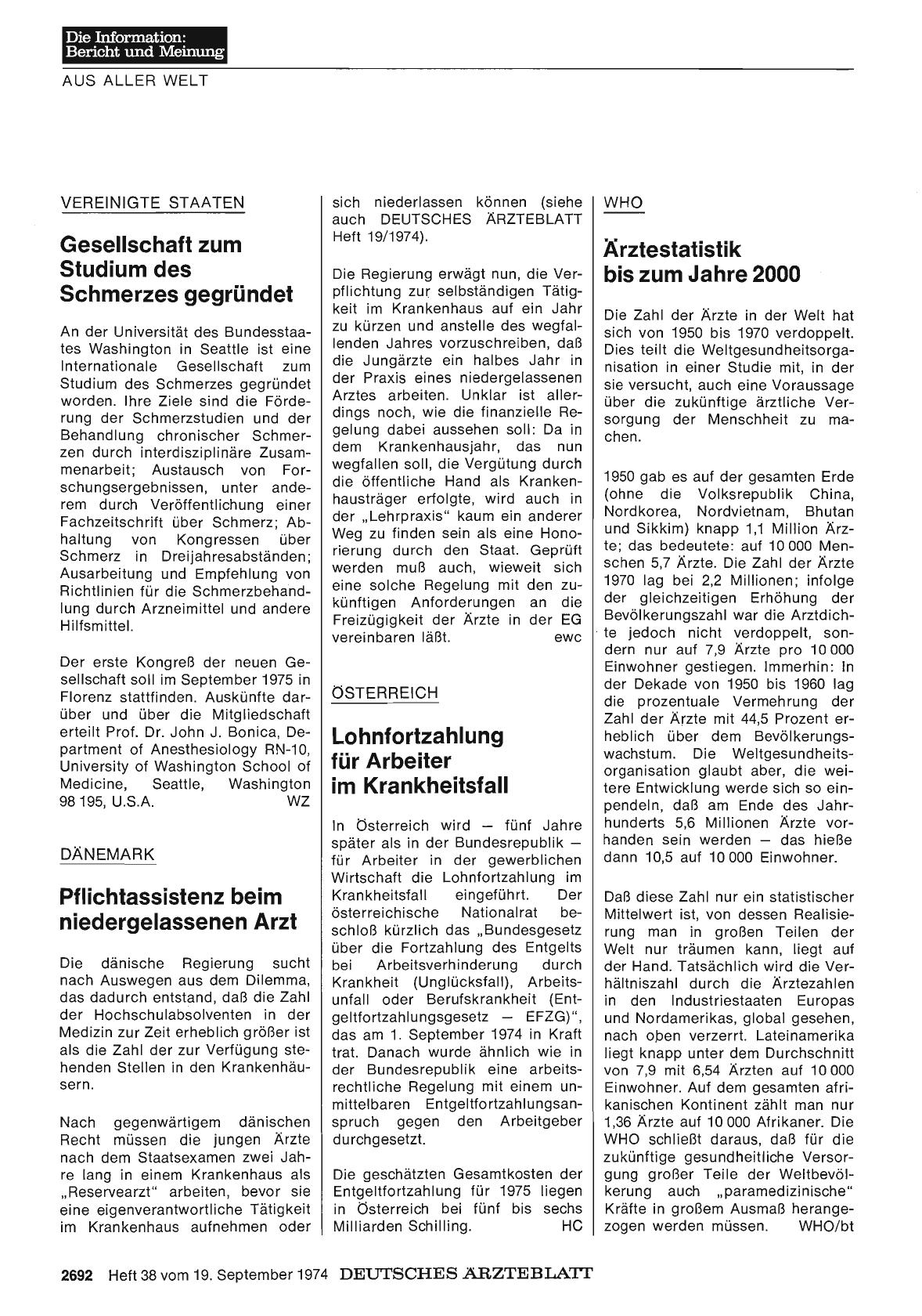 Vorschauseite 1: WHO: Ärztestatistik bis zum Jahre 2000