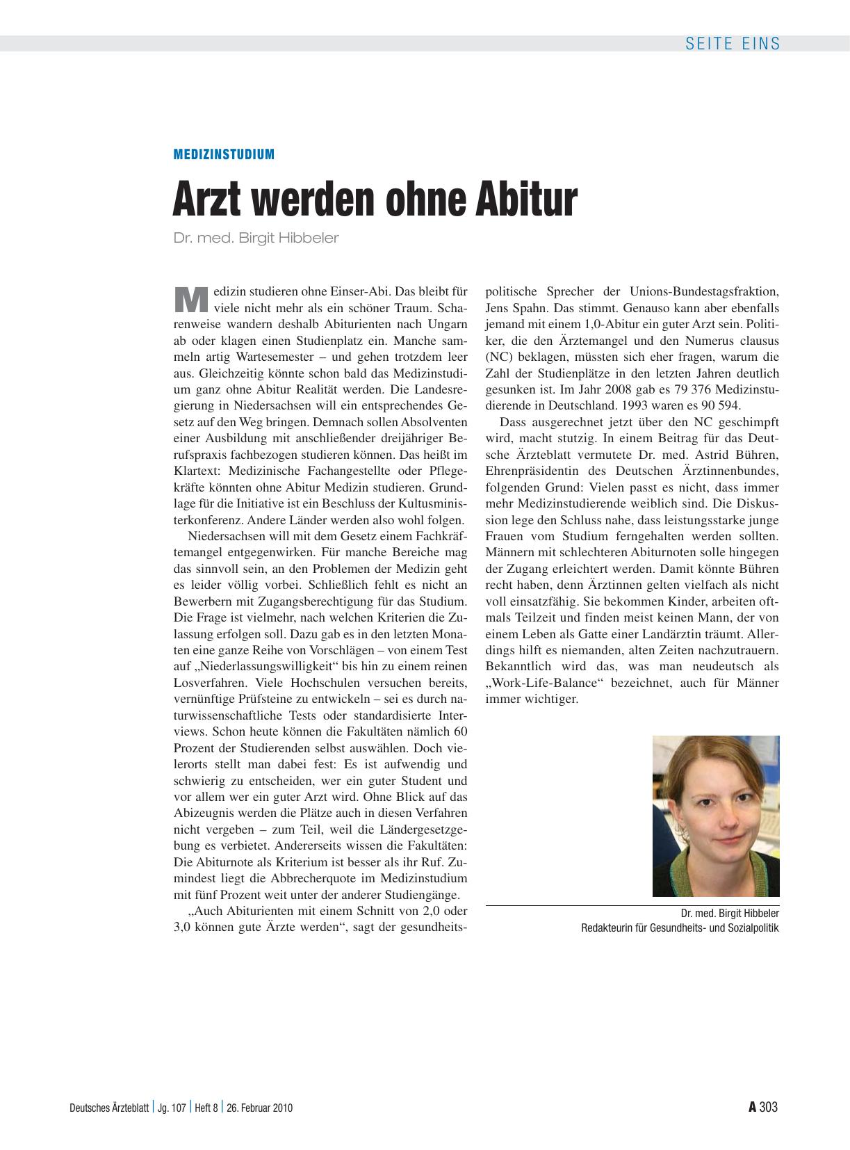 Vorschauseite 1: Medizinstudium: Arzt werden ohne Abitur