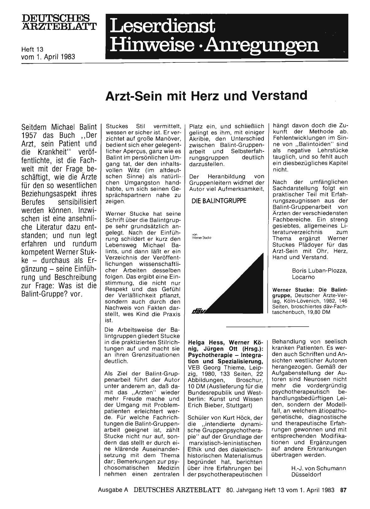 Vorschauseite 1: Arzt-Sein mit Herz und Verstand