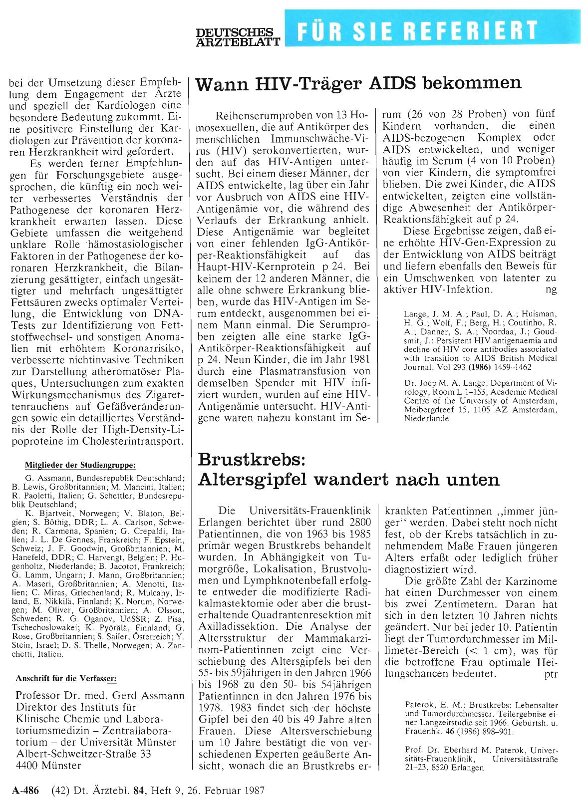 Vorschauseite 1: Brustkrebs: Altersgipfel wandert nach unten