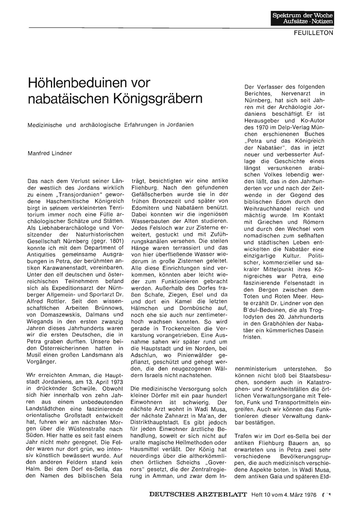 Vorschauseite 1: Höhlenbeduinen vor nabatäischen Königsgräbern: Medizinische und archäologische Erfahrungen in Jordanien