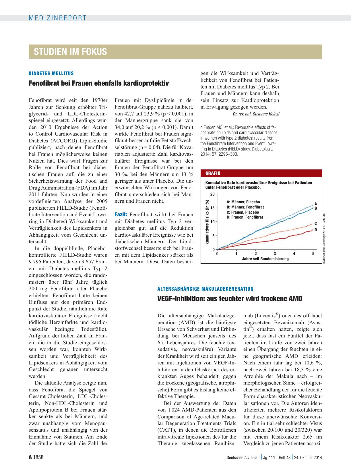 Vorschauseite 1: Altersabhängige Makuladegeneration – VEGF-Inhibition: aus feuchter wird trockene AMD