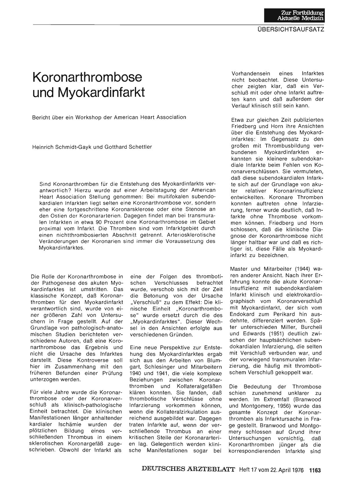 Vorschauseite 1: Koronarthrombose und Myokardinfarkt