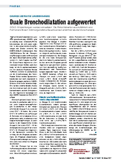 Vorschauseite 1: Chronisch obstruktive Lungenerkrankung: Duale Bronchodilatation aufgewertet