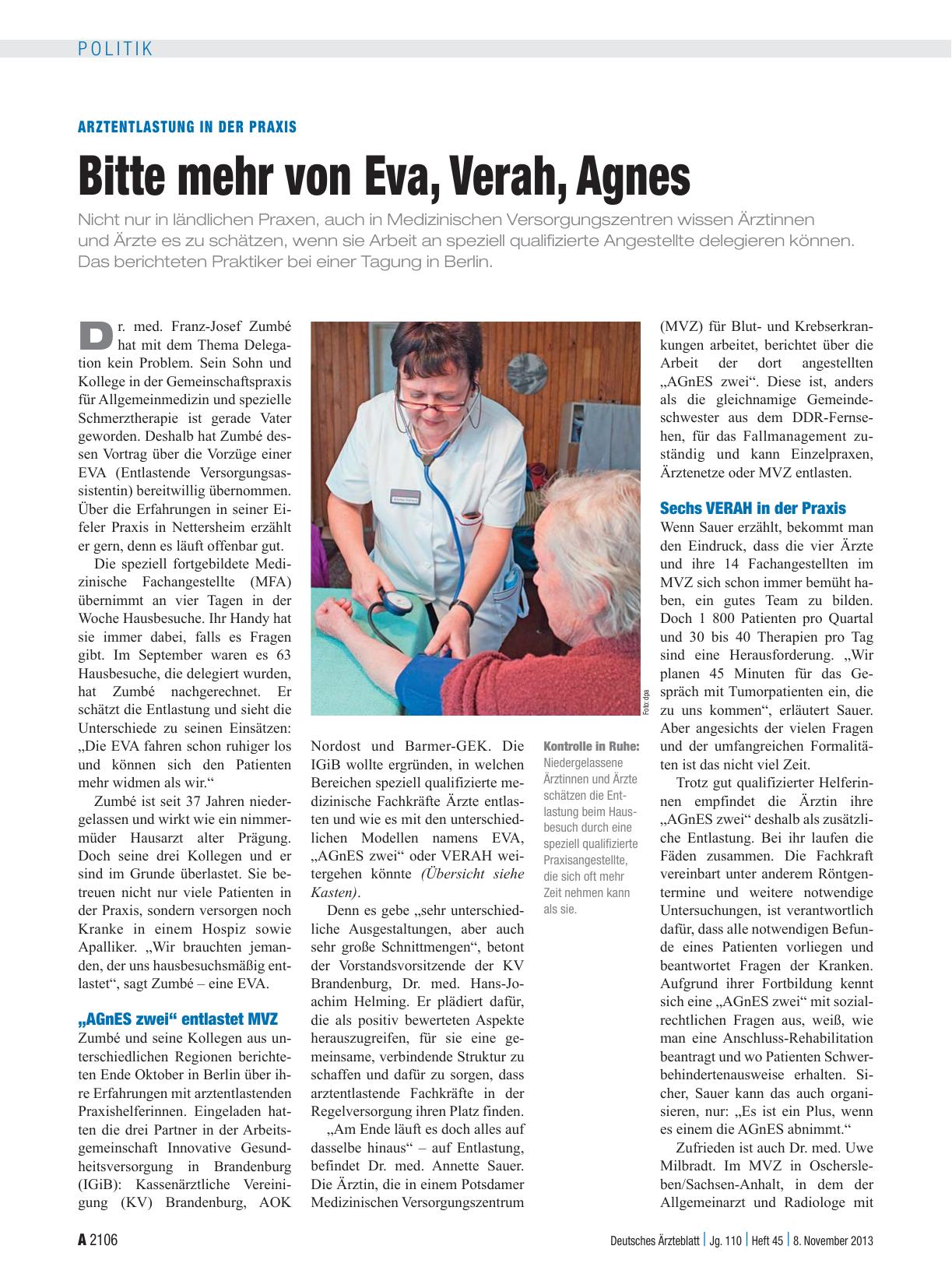 Vorschauseite 1: Arztentlastung in der Praxis: Bitte mehr von Eva, Verah, Agnes