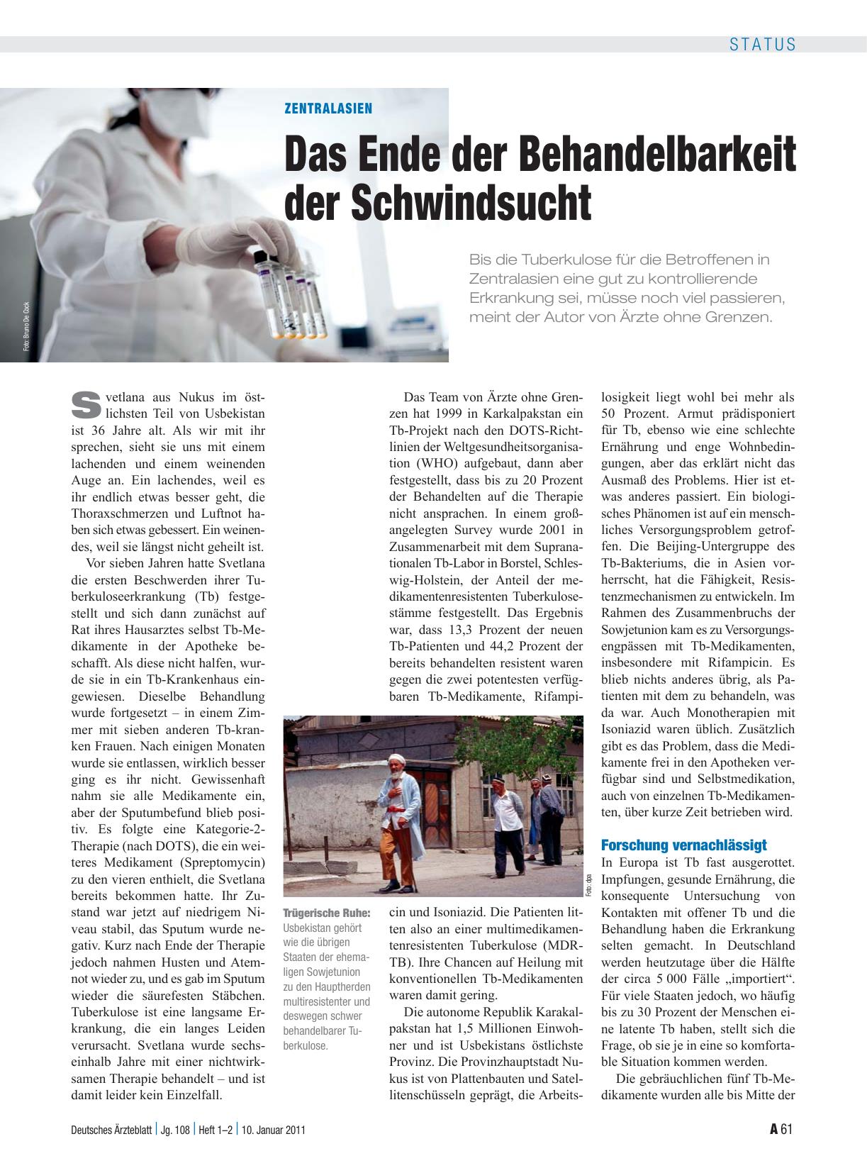 Vorschauseite 1: Zentralasien: Das Ende der Behandelbarkeit der Schwindsucht