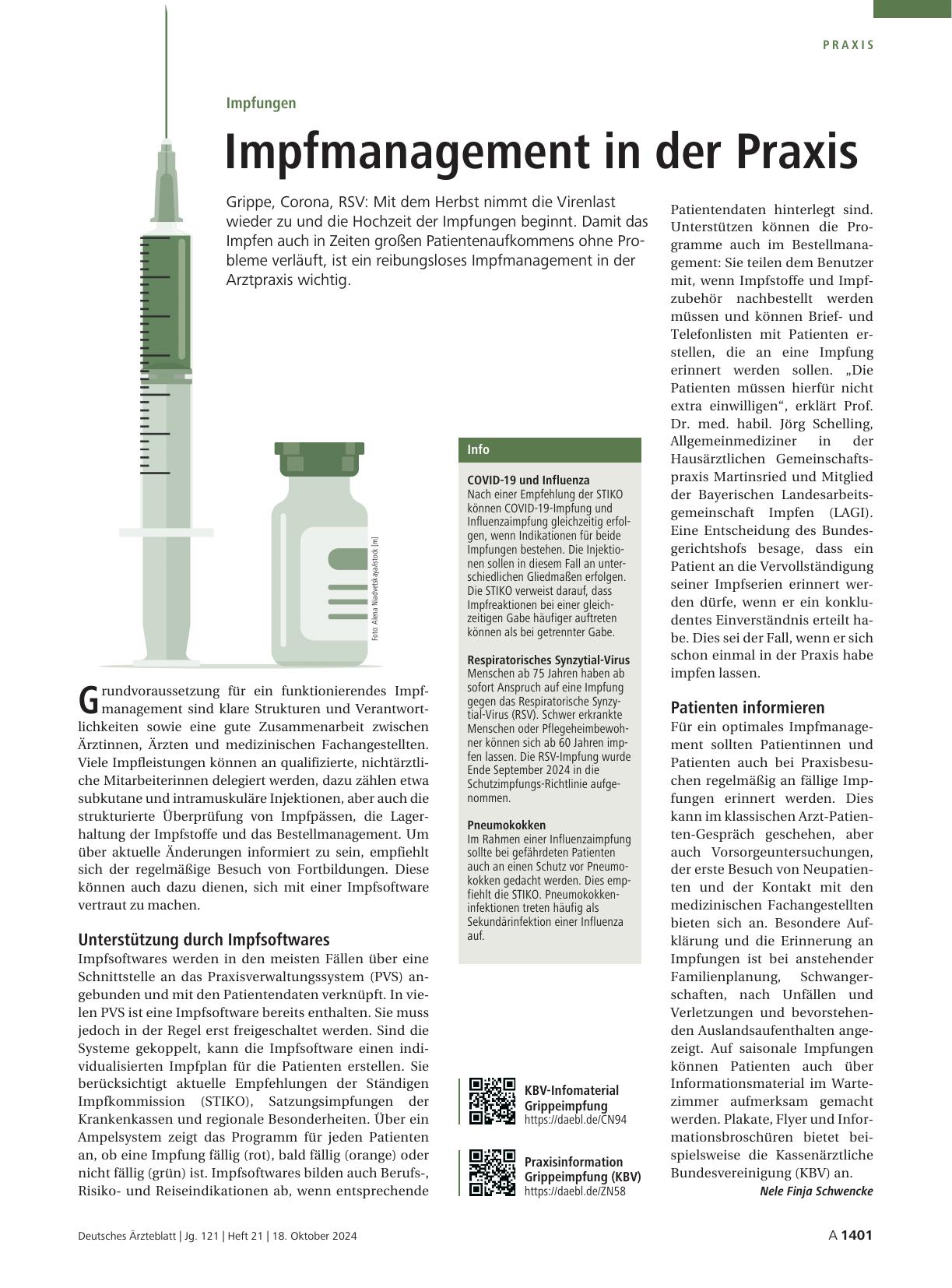 Vorschauseite 1: Impfungen: Impfmanagement in der Praxis