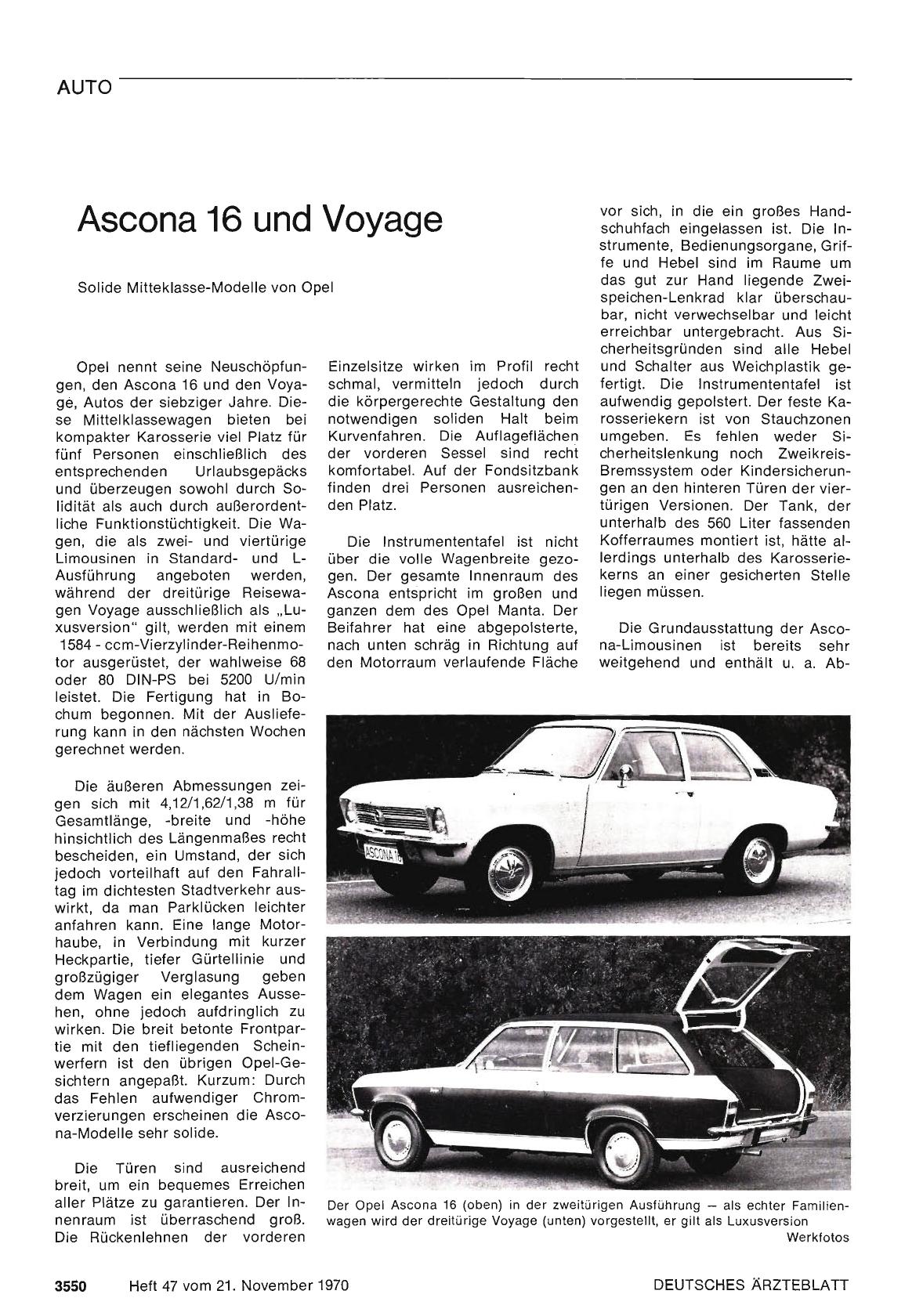 Vorschauseite 1: Ascona 16 und Voyage