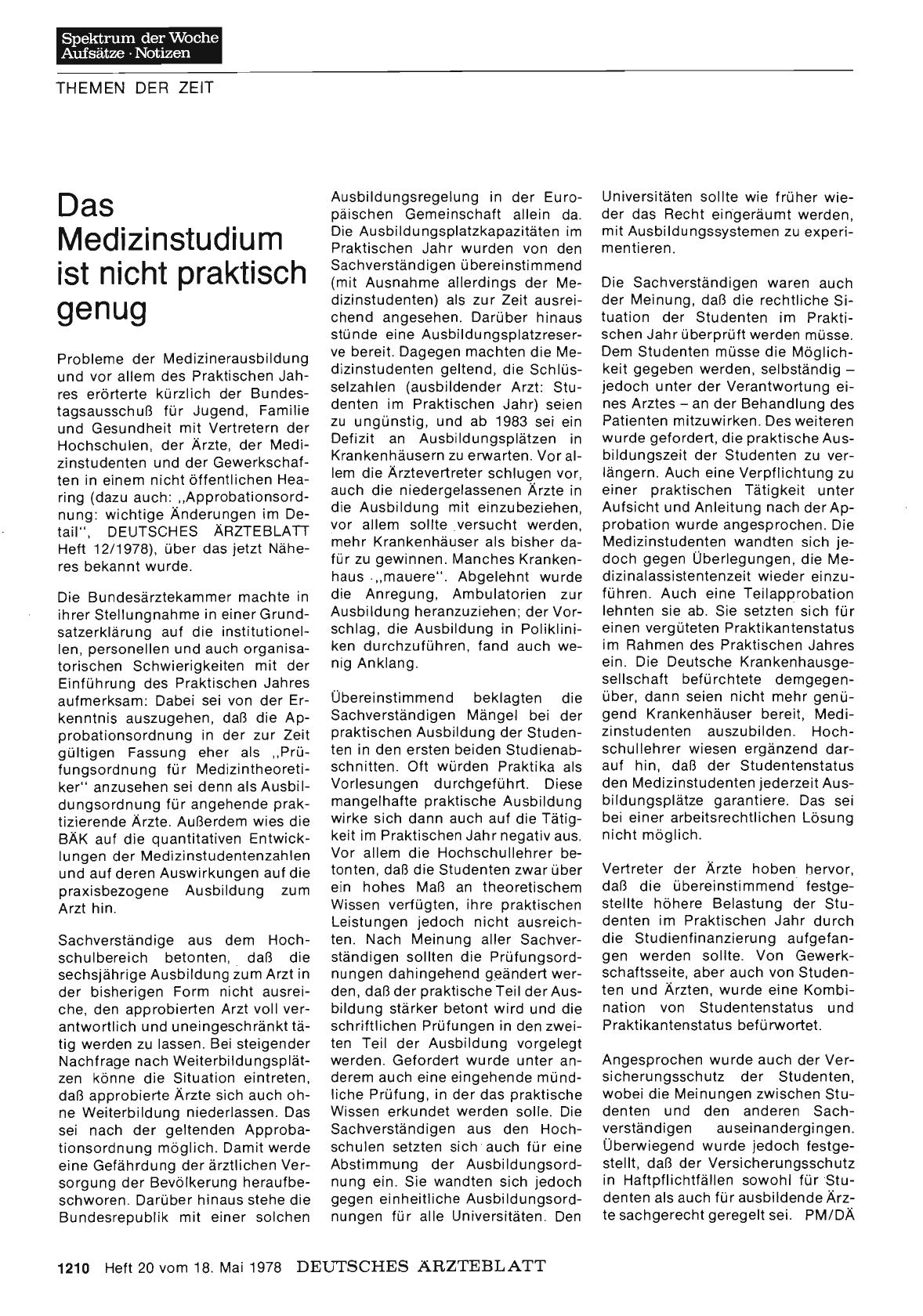 Vorschauseite 1: Das Medizinstudium ist nicht praktisch genug