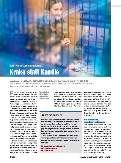 Vorschauseite 1: Kunst mit Kindern im Krankenhaus: Krake statt Kanüle