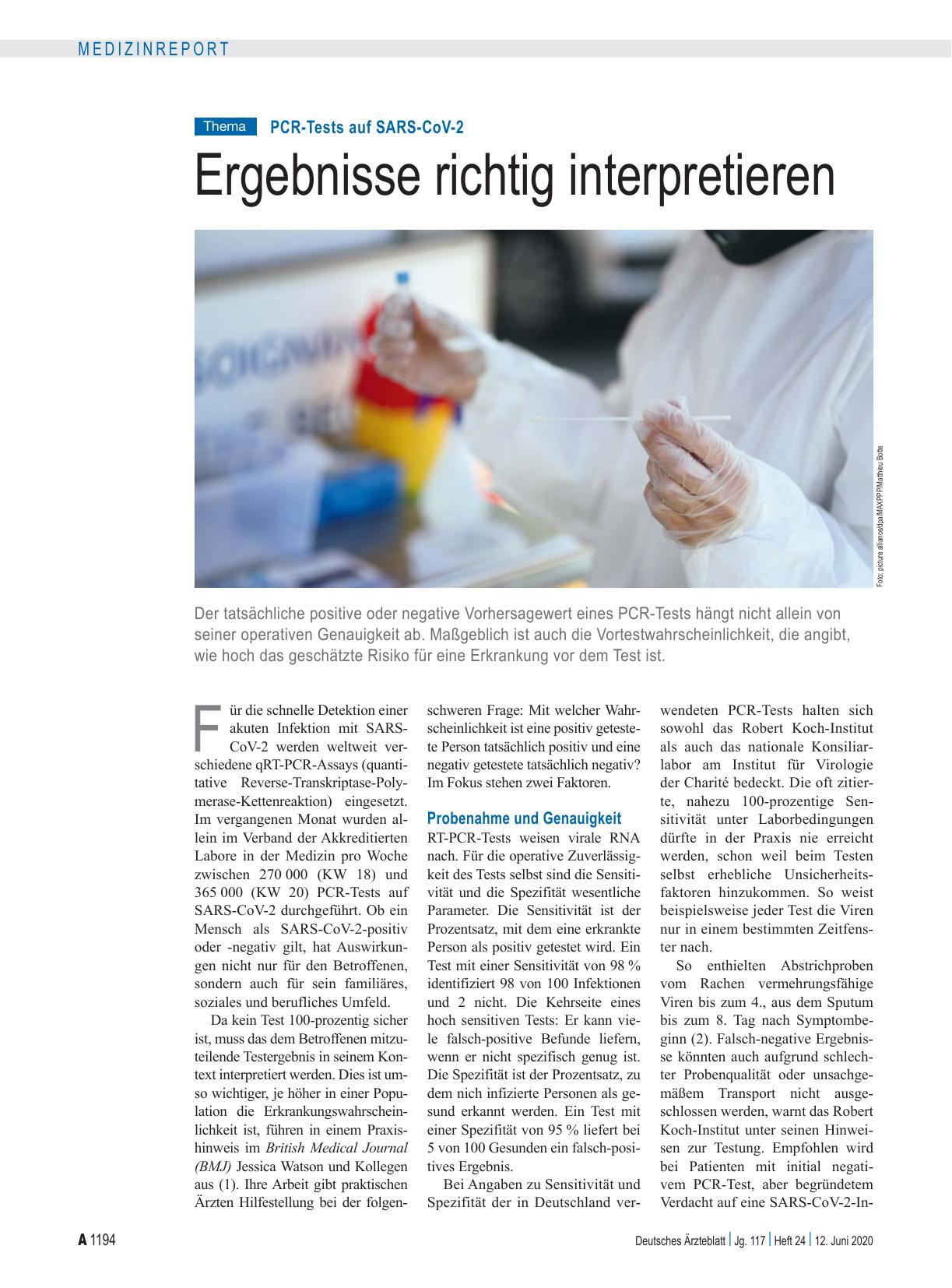 Vorschauseite 1: PCR-Tests auf SARS-CoV-2: Ergebnisse richtig interpretieren