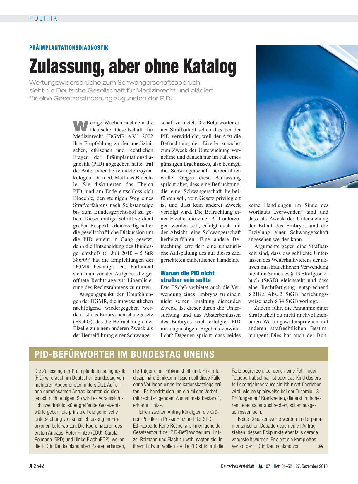 Vorschauseite 1: PID-Befürworter im Bundestag uneins