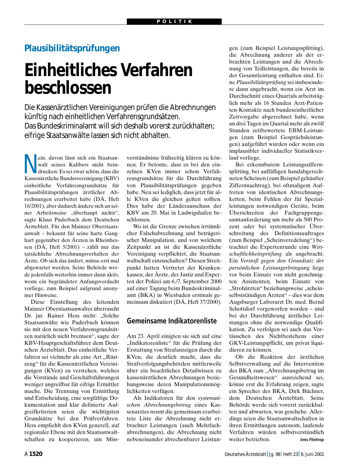 Vorschauseite 1: Plausibilitätsprüfungen: Einheitliches Verfahren beschlossen
