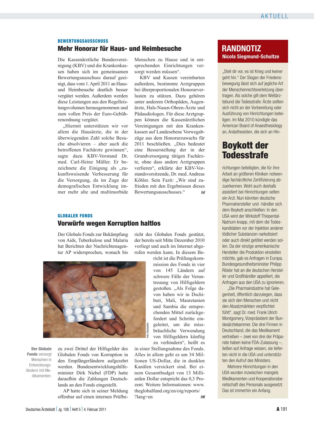 Vorschauseite 1: Globaler Fonds: Vorwürfe wegen Korruption haltlos