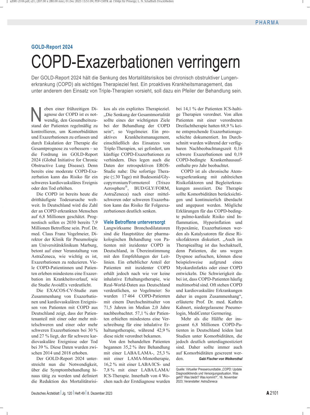 Vorschauseite 1: GOLD-Report 2024: COPD-Exazerbationen verringern