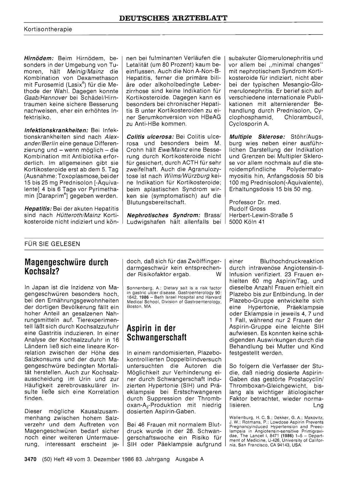 Vorschauseite 1: Magengeschwüre durch Kochsalz?