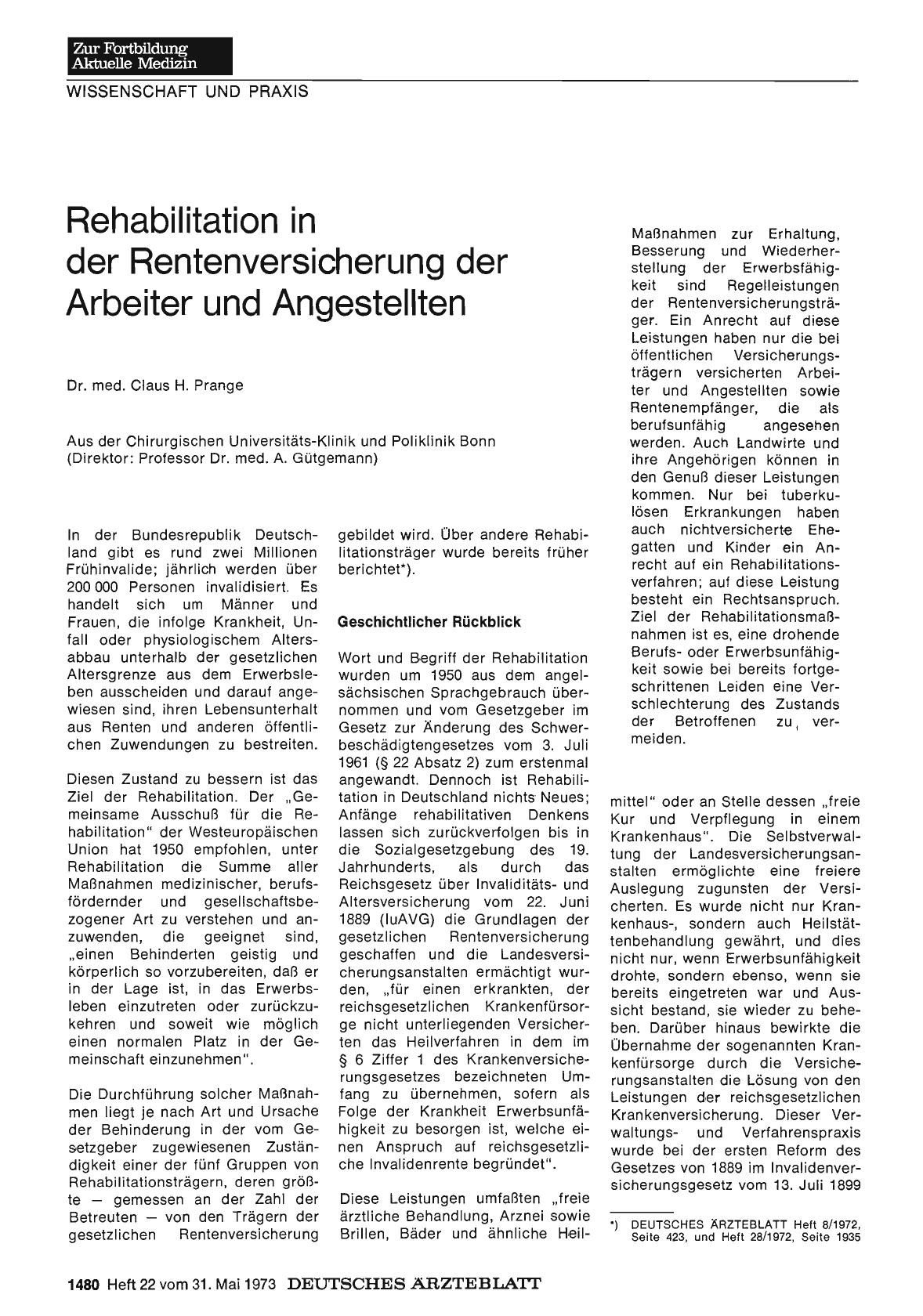 Vorschauseite 1: Rehabilitation in der Rentenversicherung der Arbeiter und Angestellten