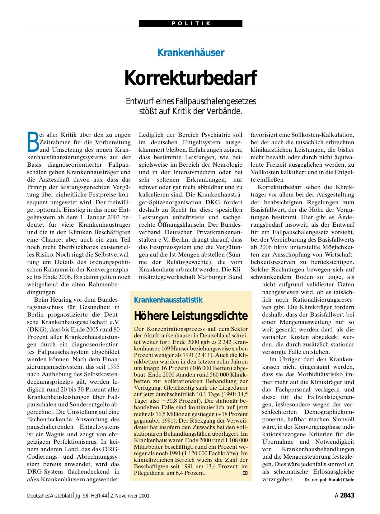 Vorschauseite 1: Krankenhäuser: Korrekturbedarf
