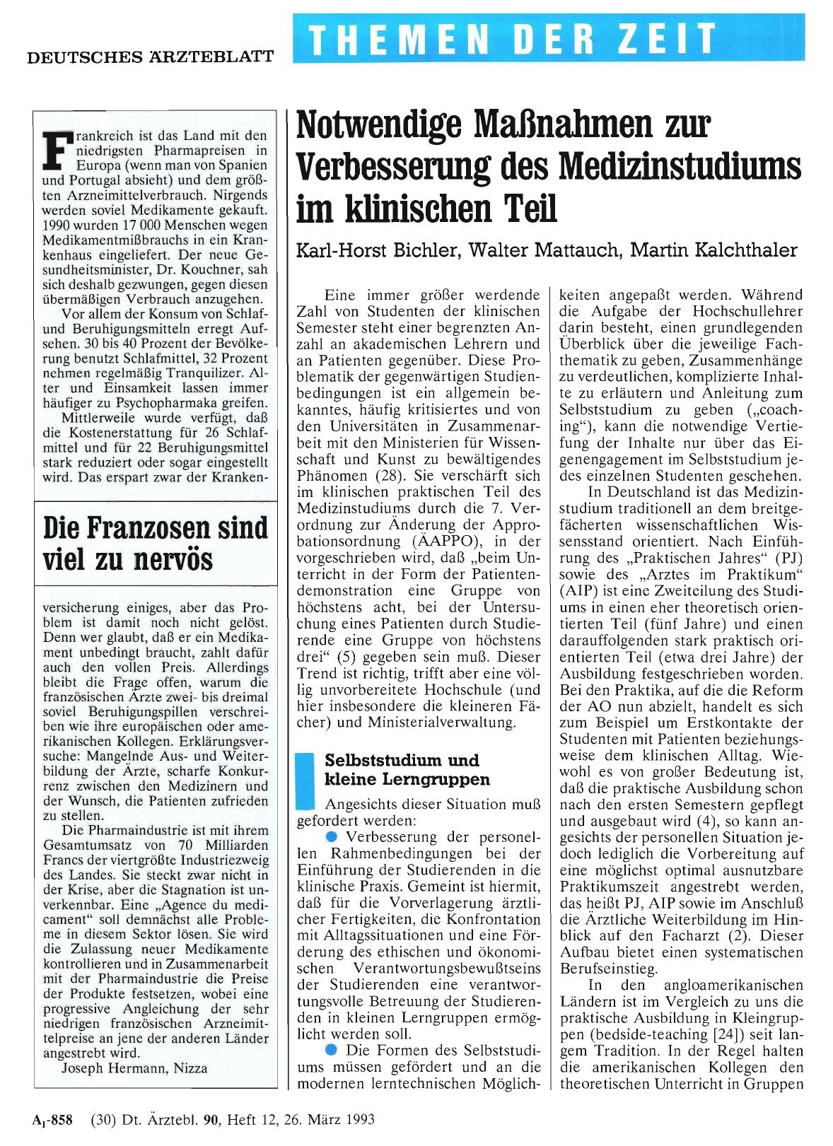 Vorschauseite 1: Notwendige Maßnahmen zur Verbesserung des Medizinstudiums im klinischen Teil
