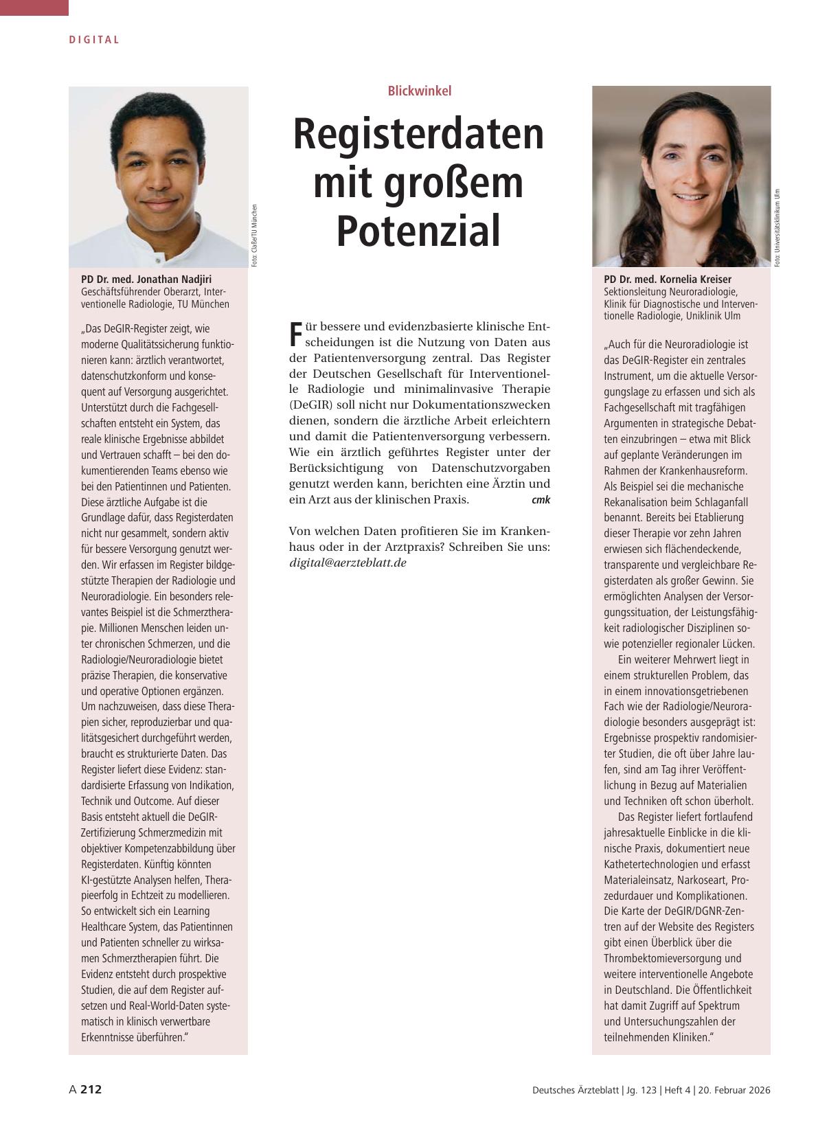 Vorschauseite 1: Blickwinkel: Registerdaten mit großem Potenzial
