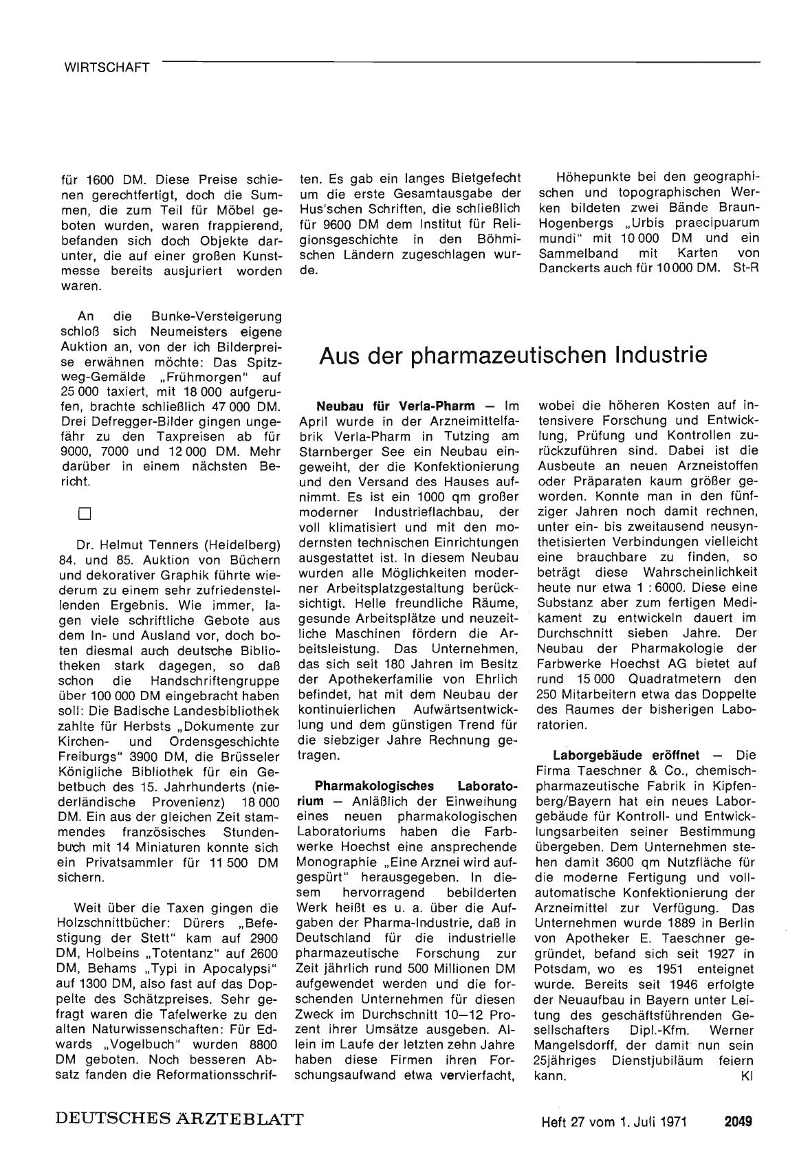 Vorschauseite 1: Aus der pharmazeutischen Industrie
